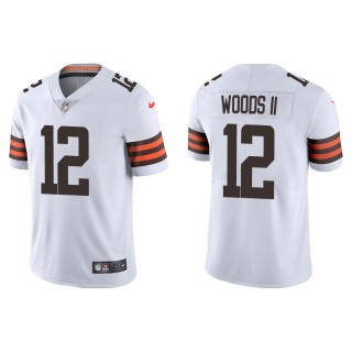 Men's Browns Michael Woods II White Vapor Limited Jersey