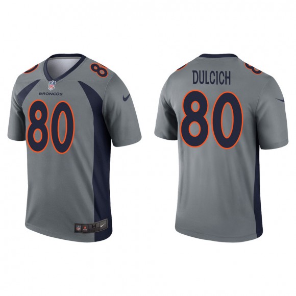 Men's Broncos Greg Dulcich Gray Inverted Legend Jersey