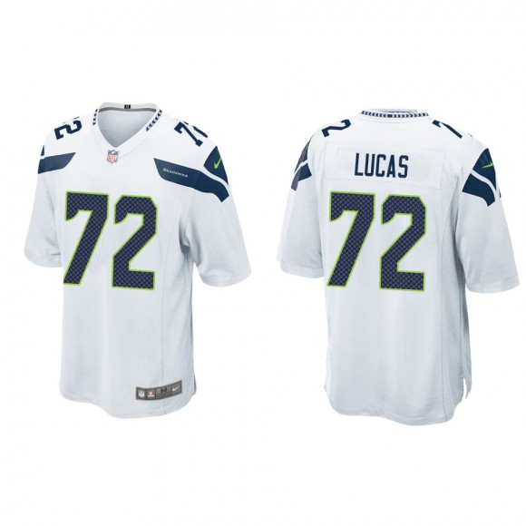 Men's Seahawks Abraham Lucas White Game Jersey