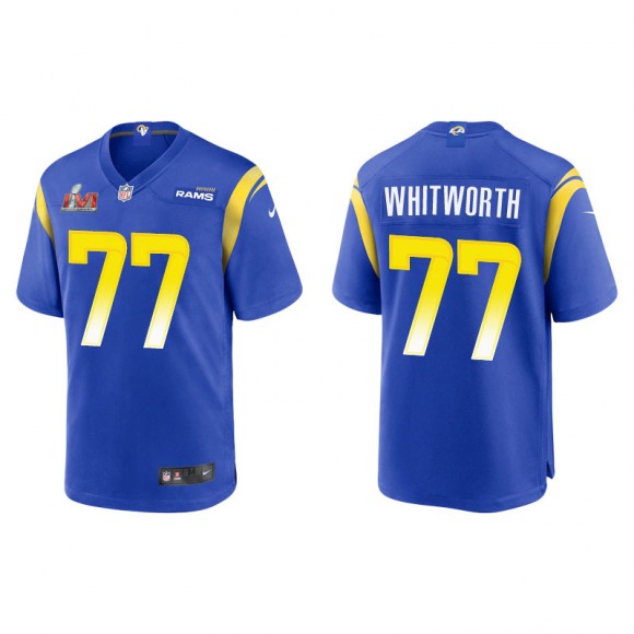 Super Bowl LVI Andrew Whitworth Rams Royal Game Jersey