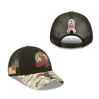 Men's Arizona Cardinals Black Camo 2022 Salute To Service 9FORTY Snapback Trucker Hat