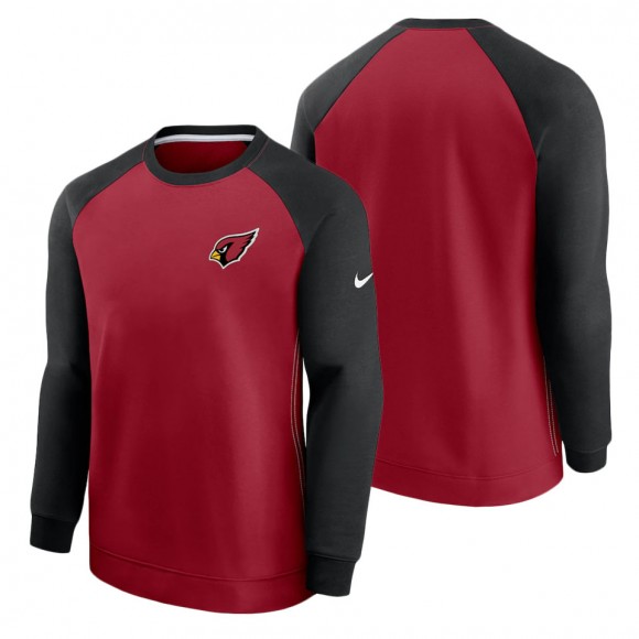 Men's Arizona Cardinals Nike Cardinal Black Historic Raglan Crew Performance Sweater