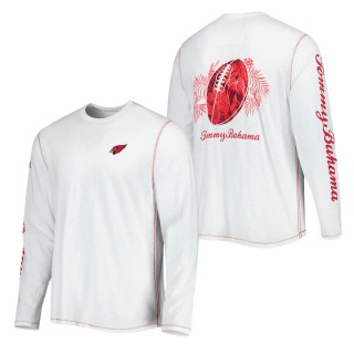 Men's Arizona Cardinals Tommy Bahama White Laces Out Billboard Long Sleeve T-Shirt