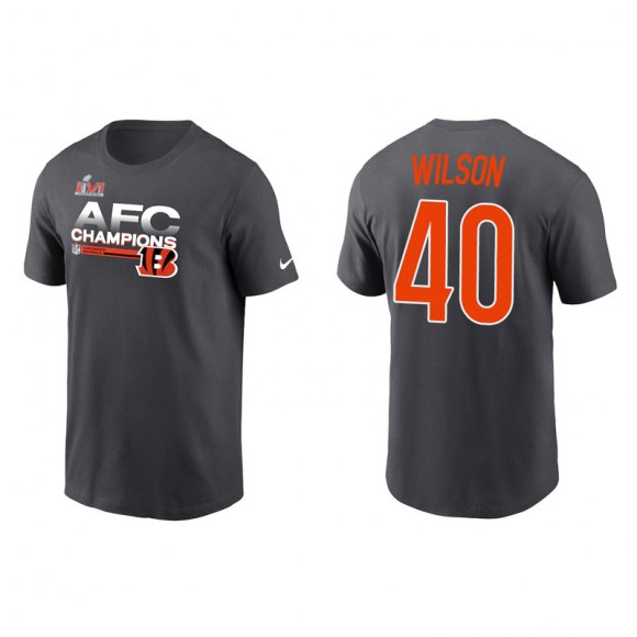 Brandon Wilson Bengals 2021 AFC Champions Locker Room Trophy Men's Anthracite T-Shirt