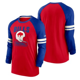 Men's Buffalo Bills Nike Red Royal Throwback Raglan Long Sleeve T-Shirt