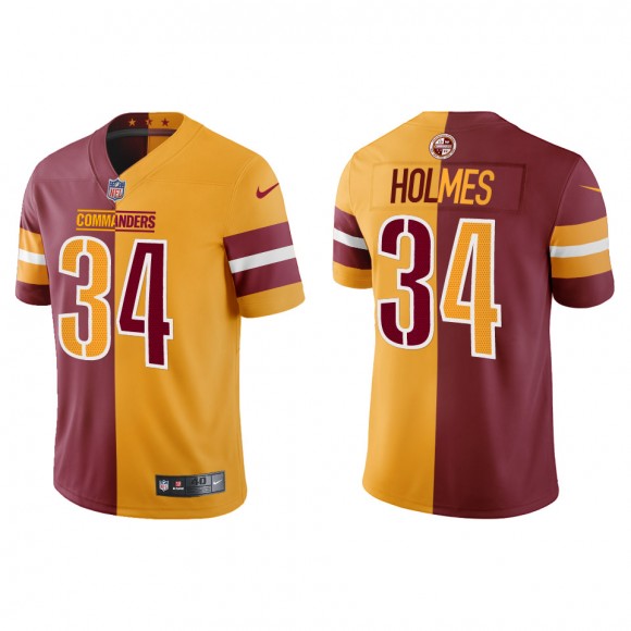 Men's Commanders Christian Holmes Burgundy Gold 2022 NFL Draft Split Jersey