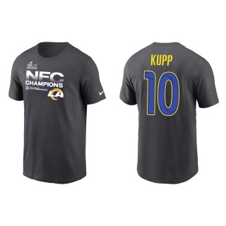 Cooper Kupp Rams 2021 NFC Champions Locker Room Trophy Men's Anthracite T-Shirt