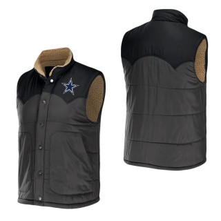 Men's Dallas Cowboys NFL x Darius Rucker Collection by Fanatics Charcoal Two-Tone Sherpa Button-Up Vest