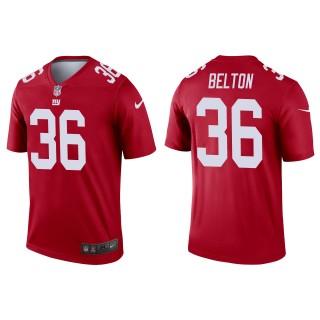 Men's Giants Dane Belton Red 2022 NFL Draft Inverted Legend Jersey