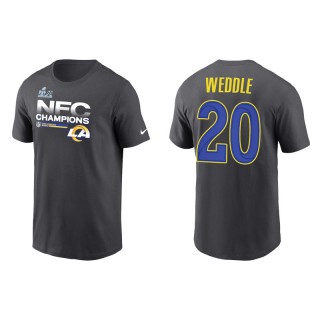 Eric Weddle Rams 2021 NFC Champions Locker Room Trophy Men's Anthracite T-Shirt