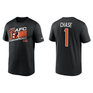Ja'Marr Chase Bengals 2021 AFC Champions Iconic Men's Black T-Shirt