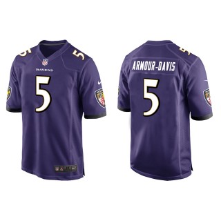 Men's Ravens Jalyn Armour-Davis Purple Game Jersey