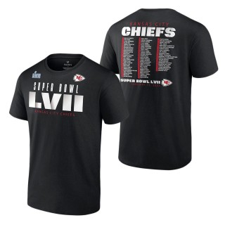 Men's Kansas City Chiefs Fanatics Branded Black Super Bowl LVII Varsity Roster T-Shirt