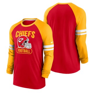 Men's Kansas City Chiefs Nike Red Gold Throwback Raglan Long Sleeve T-Shirt