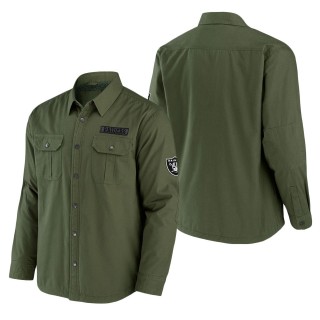 Men's Las Vegas Raiders NFL x Darius Rucker Collection by Fanatics Olive Long Sleeve Button-Up Shirt Jacket