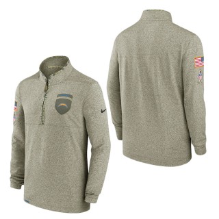 Men's Los Angeles Chargers Olive 2022 Salute to Service Shield Quarter-Zip Top