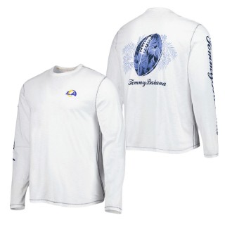 Men's Los Angeles Rams Tommy Bahama White Laces Out Billboard Long Sleeve T-Shirt
