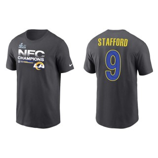 Matthew Stafford Rams 2021 NFC Champions Locker Room Trophy Men's Anthracite T-Shirt