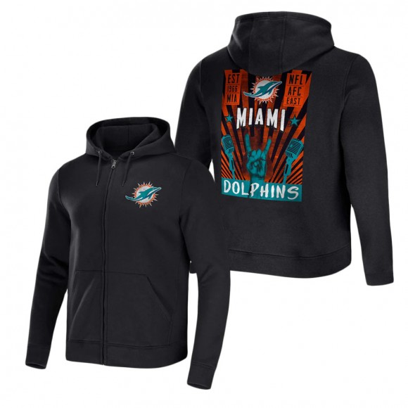 Men's Miami Dolphins NFL x Darius Rucker Collection by Fanatics Black Rocker Full-Zip Hoodie