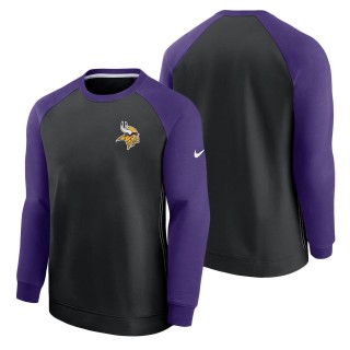 Men's Minnesota Vikings Nike Black Purple Historic Raglan Crew Performance Sweater