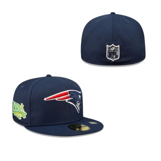 Men's New England Patriots Navy Super Bowl XXXVi Citrus Pop 59FIFTY Fitted Hat