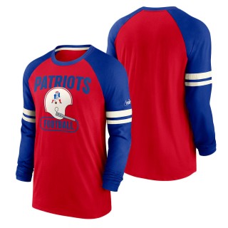 Men's New England Patriots Nike Red Royal Throwback Raglan Long Sleeve T-Shirt