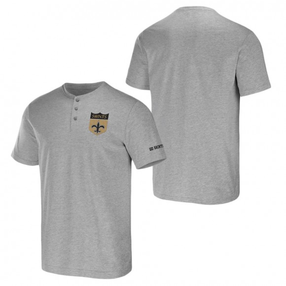 Men's New Orleans Saints NFL x Darius Rucker Collection by Fanatics Heather Gray Henley T-Shirt