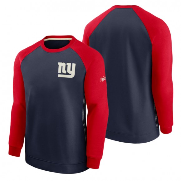 Men's New York Giants Nike Navy Historic Raglan Crew Performance Sweater