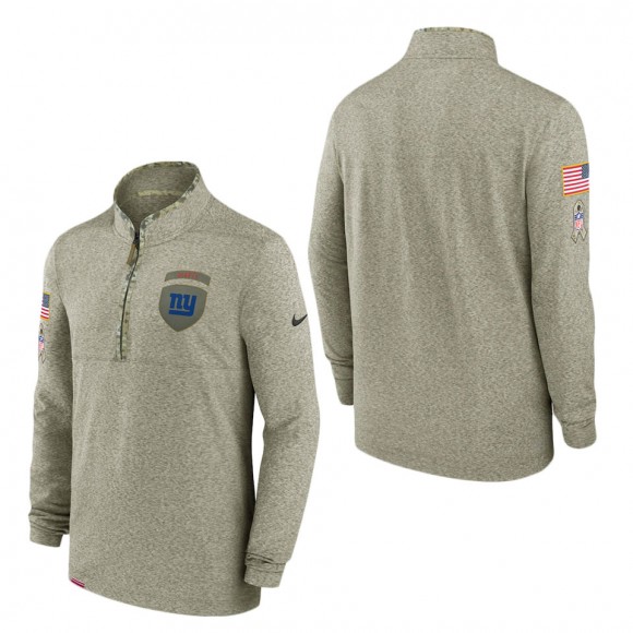 Men's New York Giants Olive 2022 Salute to Service Shield Quarter-Zip Top