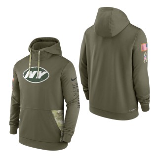 Men's New York Jets Olive 2022 Salute to Service Therma Performance Pullover Hoodie