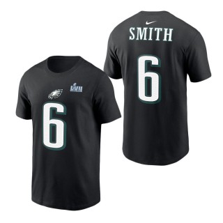 Men's Philadelphia Eagles DeVonta Smith Nike Black Super Bowl LVII Name & Number T-Shirt