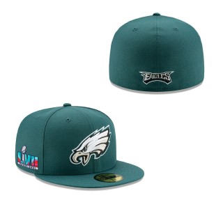 Men's Philadelphia Eagles Midnight Green Super Bowl LVII Side Patch 59FIFTY Fitted Hat