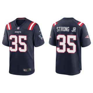 Men's New England Patriots Pierre Strong Jr. Navy Game Jersey