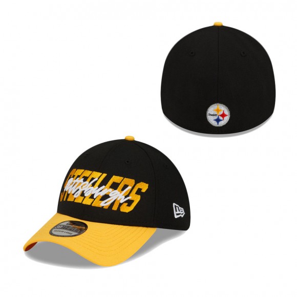 Pittsburgh Steelers Black Gold 2022 NFL Draft 39THIRTY Flex Hat