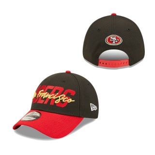 San Francisco 49ers Black Scarlet 2022 NFL Draft 9FORTY Adjustable Hat