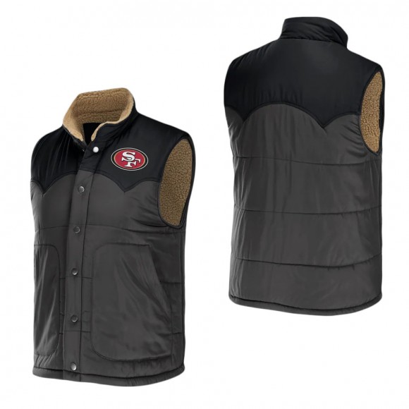Men's San Francisco 49ers NFL x Darius Rucker Collection by Fanatics Charcoal Two-Tone Sherpa Button-Up Vest
