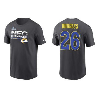 Terrell Burgess Rams 2021 NFC Champions Locker Room Trophy Men's Anthracite T-Shirt