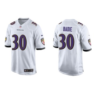 Men's Ravens Tyler Badie White Game Jersey