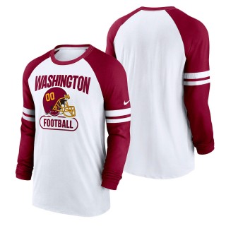 Men's Washington Football Team Nike White Burgundy Throwback Raglan Long Sleeve T-Shirt
