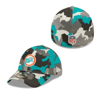 Men's Miami Dolphins Camo 2022 NFL Training Camp Official Historic Logo 39THIRTY Flex Hat