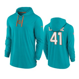 Men's Miami Dolphins Cre'Von LeBlanc Aqua Hoodie Tri-Blend Sideline Performance T-Shirt
