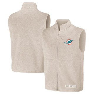 Miami Dolphins NFL x Darius Rucker Full-Zip Sweater Vest Oatmeal