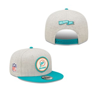 Men's Miami Dolphins Gray Heather Gray 2022 Sideline 9FIFTY Historic Snapback Hat