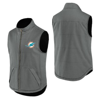 Men's Miami Dolphins NFL x Darius Rucker Collection by Fanatics Gray Sherpa-Lined Full-Zip Vest