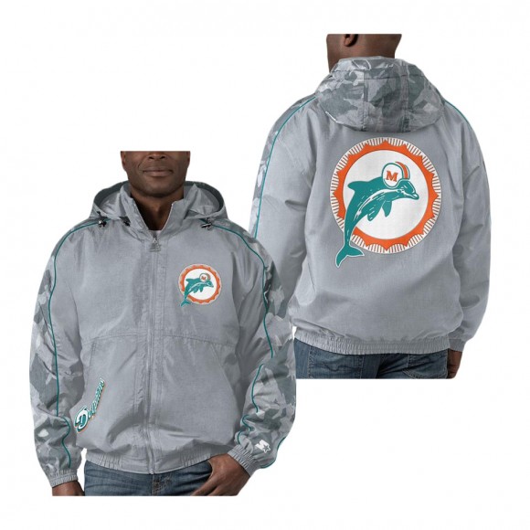 Miami Dolphins Starter Gray Thursday Night Gridiron Throwback Full-Zip Jacket