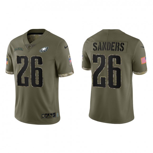 Miles Sanders Philadelphia Eagles Olive 2022 Salute To Service Limited Jersey