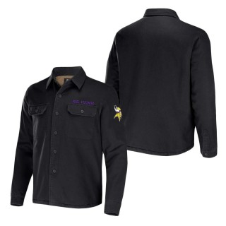 Men's Minnesota Vikings NFL x Darius Rucker Collection by Fanatics Black Canvas Button-Up Shirt Jacket