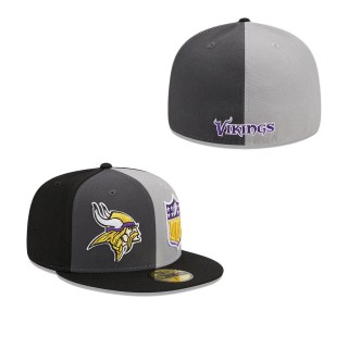 Minnesota Vikings Gray Black 2023 Sideline 59FIFTY Fitted Hat