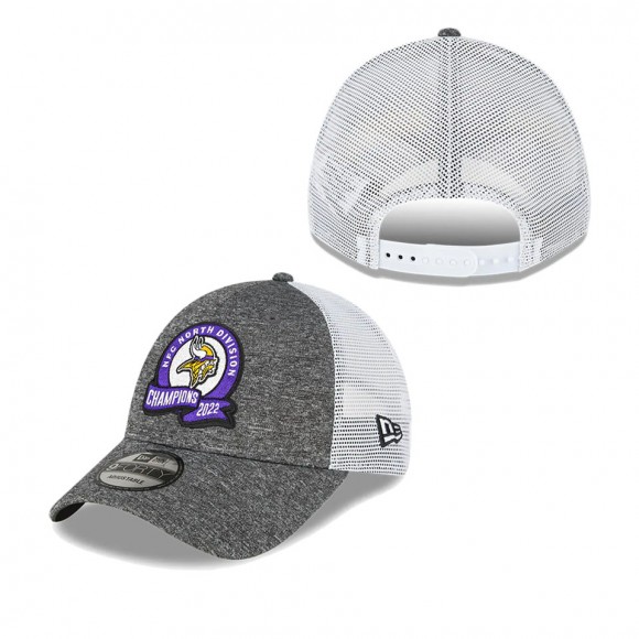 Minnesota Vikings Heather Gray 2022 NFC North Division Champions Locker Room 9FORTY Adjustable Hat