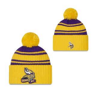 Men's Minnesota Vikings Purple 2022 Sideline Cuffed Pom Knit Hat